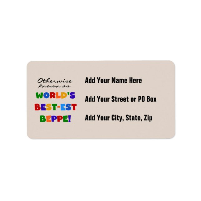 I annat fall känt som bästa Beppe Adressetikett (Framsidan)
