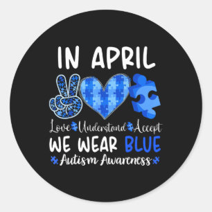I april 2010 Bära Blue Autism Awareness Manar Wome Runt Klistermärke