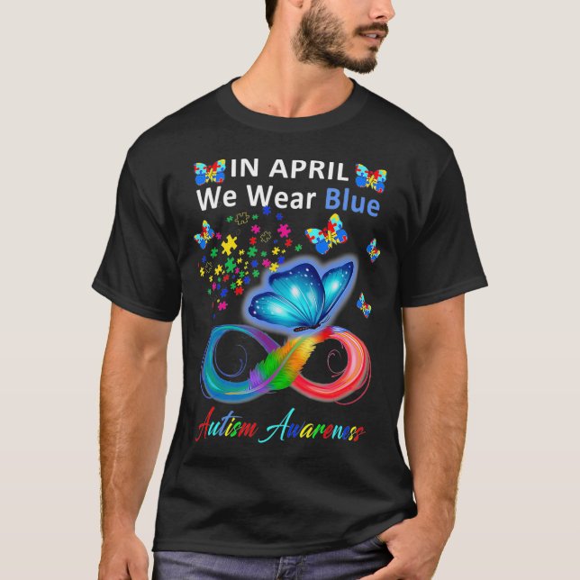 I april 2010 Bära vi blå Autism Awareness Autism T Shirt (Framsida)