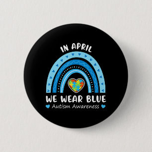 I april 2010 Bära vi Blue Rainbow Autism Awareness Knapp
