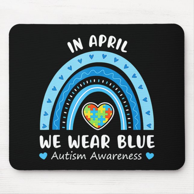 I april 2010 Bära vi Blue Rainbow Autism Awareness Musmatta (Framsidan)