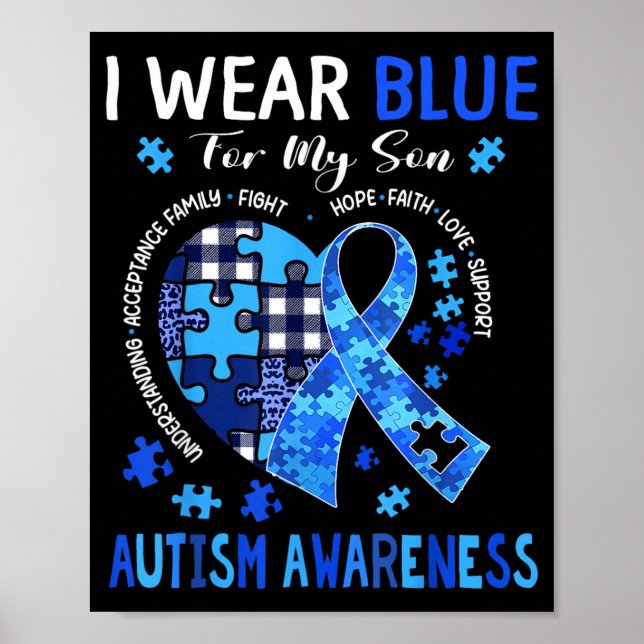i april bär blåa autistmedvetenhetsskjortor män poster (Framsidan)