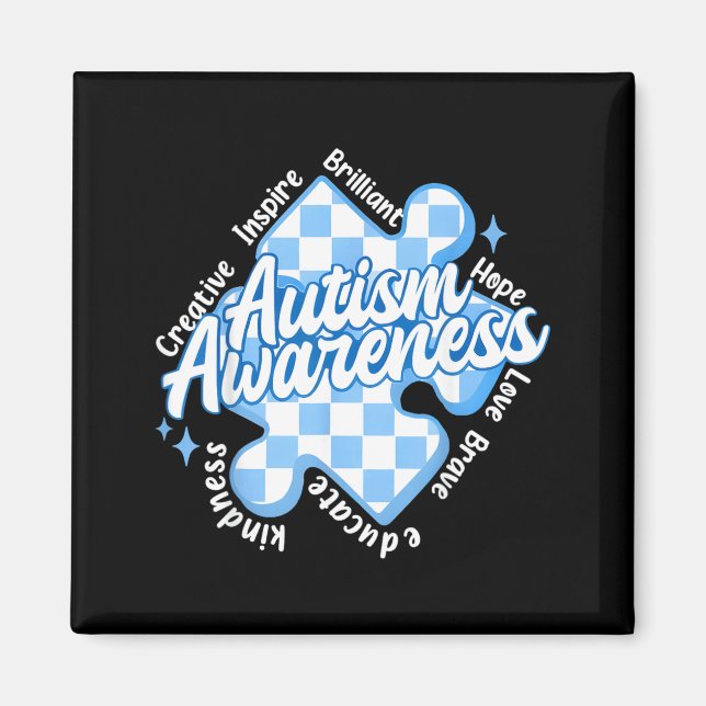 i april bär blått för Autismmedvetenhet månad Magnet (Framsidan)