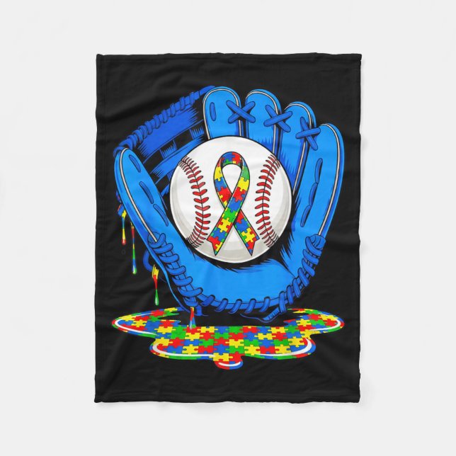 i april bär vi blå Autism Baseball Drip Män Kvinno Fleecefilt (Framsidan)