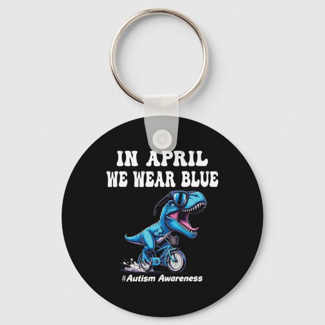 I April Bär Vi Blått Autism  Nyckelring (Framsida)