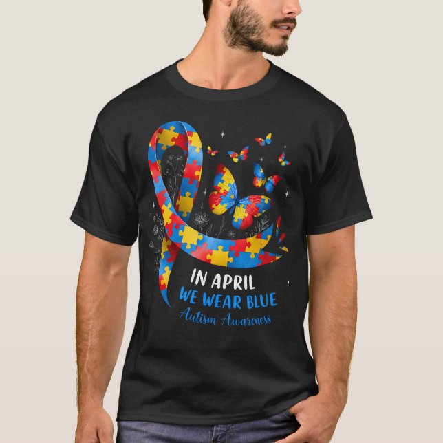 I April Bär Vi Blått Autism T Shirt (Framsida)