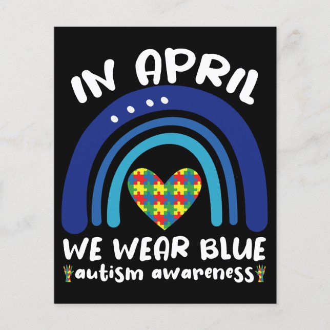I april bär vi blått Autismmedvetenhetsmånad (Framsida)