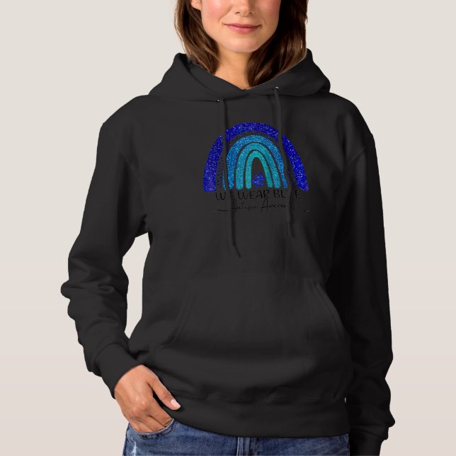 I april Bära Blue Autism Rainbow Awareness Mon T Shirt (Framsida)
