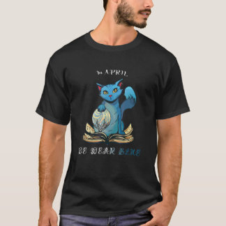 I april Bära Blue Cat Bok T Shirt