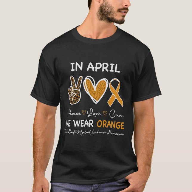 I april Bära Orange akut myeloid leukemi T Shirt (Framsida)