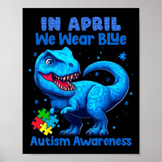 I april Bära vi Blue Autism Awareness Moninos Poster (Framsidan)