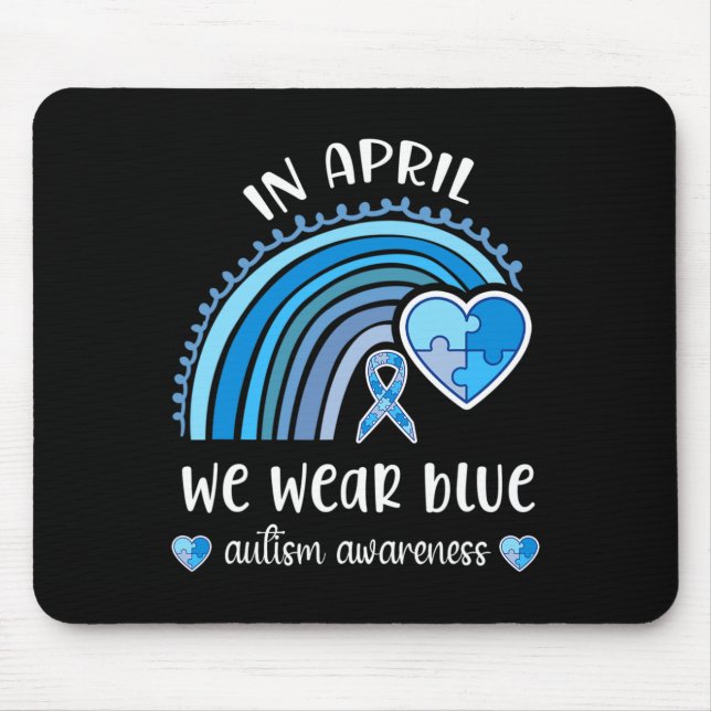 I april Bära vi Blue Autism Awareness Mont Rainb Musmatta (Framsidan)
