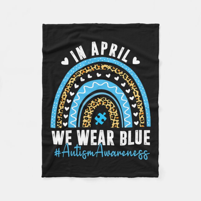 I april Bära vi Blue Autism Awareness Month Puzzl Fleecefilt (Framsidan)