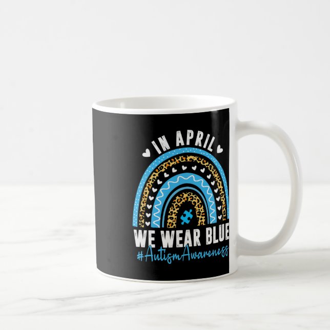 I april Bära vi Blue Autism Awareness Month Puzzl Kaffemugg (Höger)