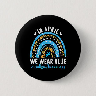I april Bära vi Blue Autism Awareness Month Puzzl Knapp