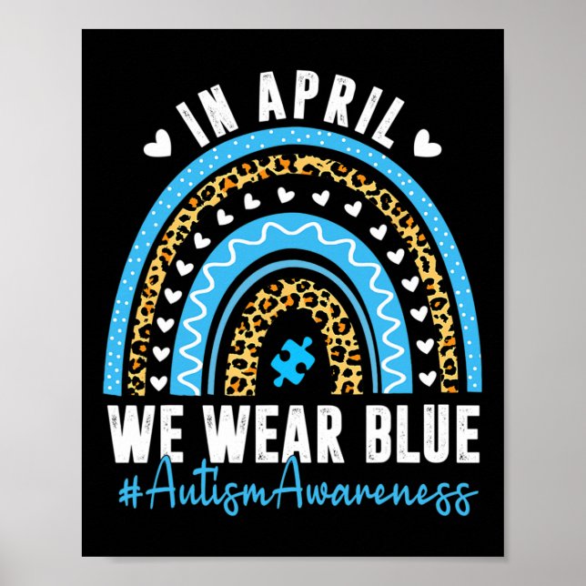 I april Bära vi Blue Autism Awareness Month Puzzl Poster (Framsidan)