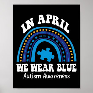 I april Bära vi Blue Autism Awareness Month Puzzl Poster