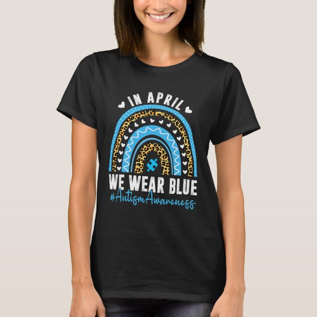 I april Bära vi Blue Autism Awareness Month Puzzl T Shirt (Framsida)