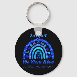 I april Bära vi Blue Autism Awareness Month suita Nyckelring