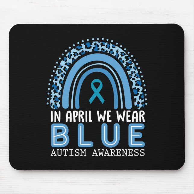 I april Bära vi "Blue Autism Awareness Rainbow" Musmatta (Framsidan)