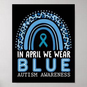 I april Bära vi "Blue Autism Awareness Rainbow" Poster