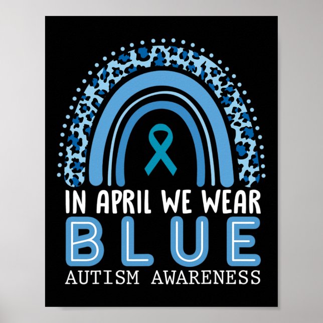 I april Bära vi "Blue Autism Awareness Rainbow" Poster (Framsidan)