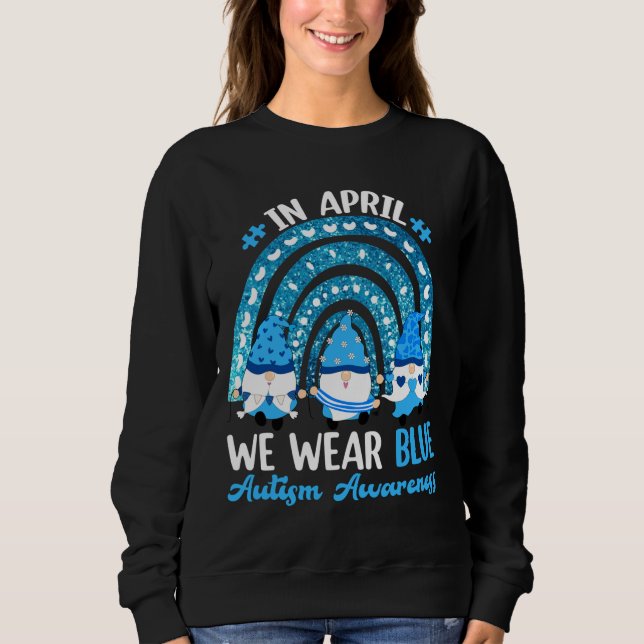 I april Bära vi Blue Autism Awareness Rainbow Tre T Shirt (Framsida)