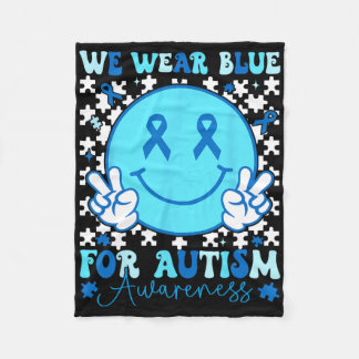 I april Bära vi Blue Autism Awareness Ribbon Supp Fleecefilt