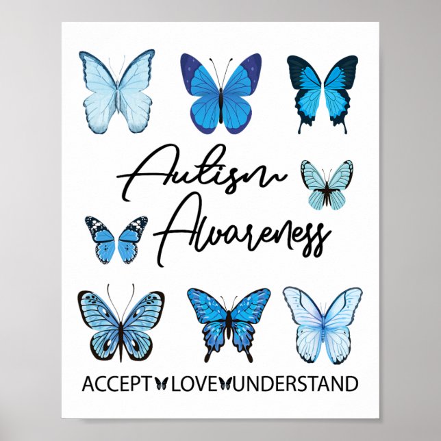 I april Bära vi Blue Butterfly Autism Awarenes Ac Poster (Framsidan)