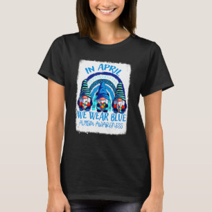 I april Bära vi Blue Three Gnomes Rainbow Autism T Shirt