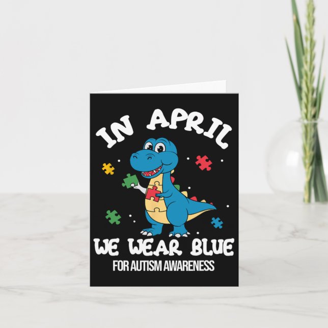 I april uppmärksammade vi Bäran Blue Dinosaur Auti Kort (Framsida)