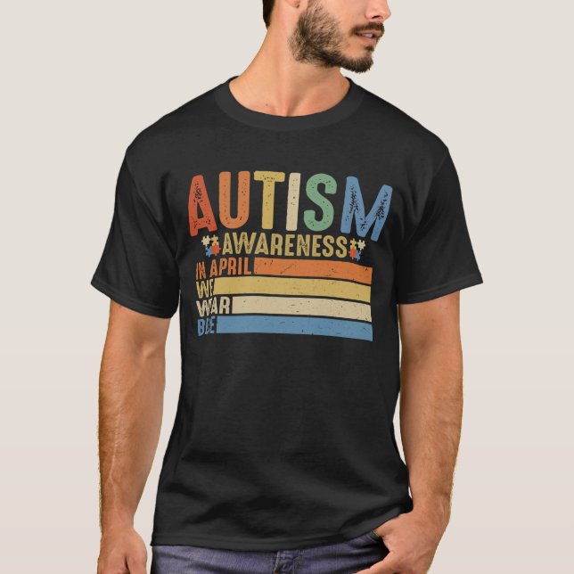 I April Vi Slår Blått, Autismmedvetenhet Månad T Shirt (Framsida)