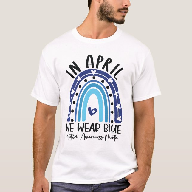 I April Vi Slår Blått, Autismmedvetenhet Månad T Shirt (Framsida)