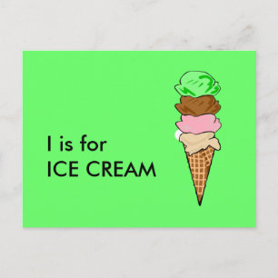 "I" är för Ice Cream Alphabet Flashcard Vykort