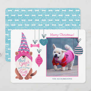 I år har det varit mindre Roligt Gnome Hund Photo Julkort