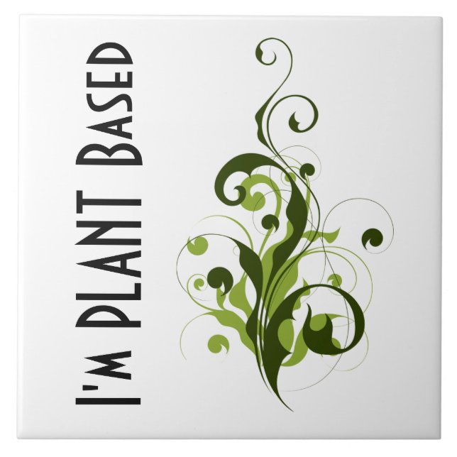 I är Plant Based Vegan eller Vegetarian Message Kakelplatta (Framsidan)