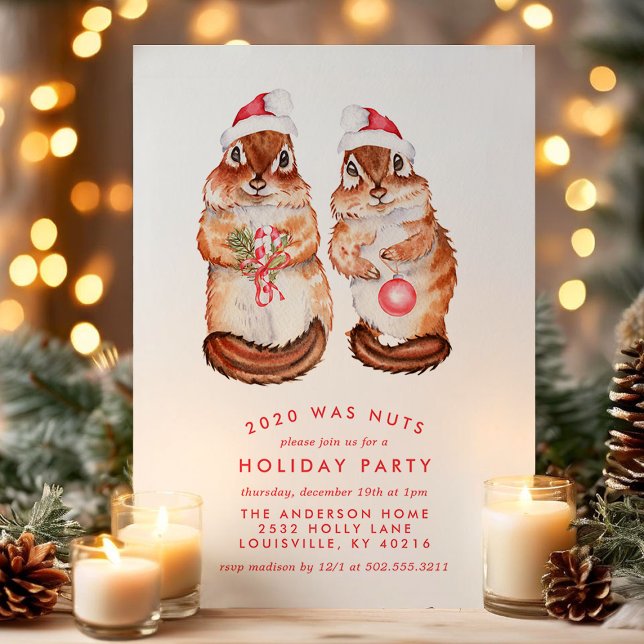 I år var Nöt ekorre jul Party Julkort (Skapare uppladdad)