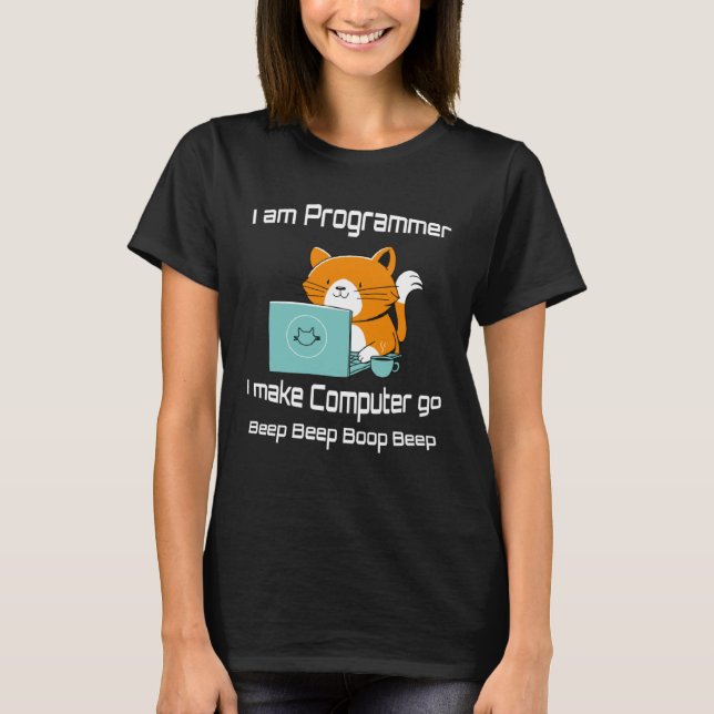 I are Programmer  Cat Gamer PC Video Games T Shirt (Framsida)