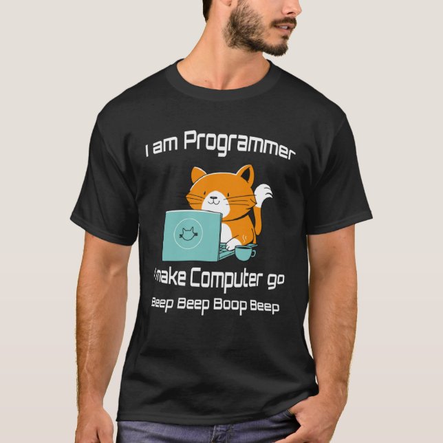 I are Programmer  Cat Gamer PC Video Games T Shirt (Framsida)