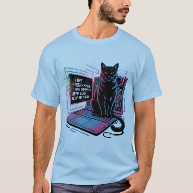 I are programmer, I make computer BEEP BOOP BEEP T Shirt (Framsida)