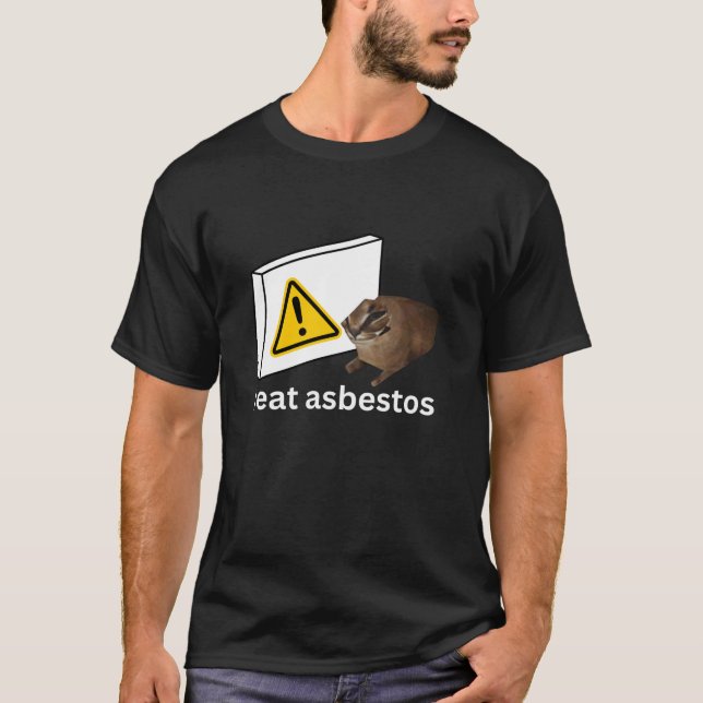 I Ät asbest Lustigt Cursed Cat Meme T Shirt (Framsida)
