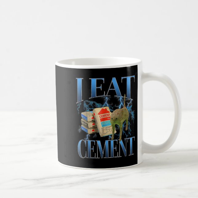 I Ät Cement Cursed Cat Funny Odely Specific Memor Kaffemugg (Höger)