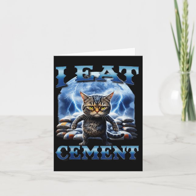 I Ät Cement Cursed Cat Funny Odely Specific Memor Kort (Framsida)