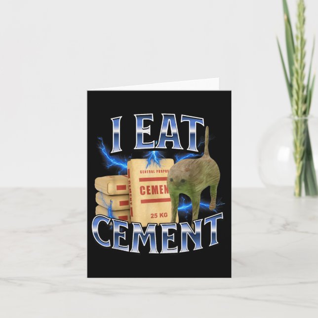 I Ät Cement Cursed Cat Funny Odely Specific Memor Kort (Framsida)