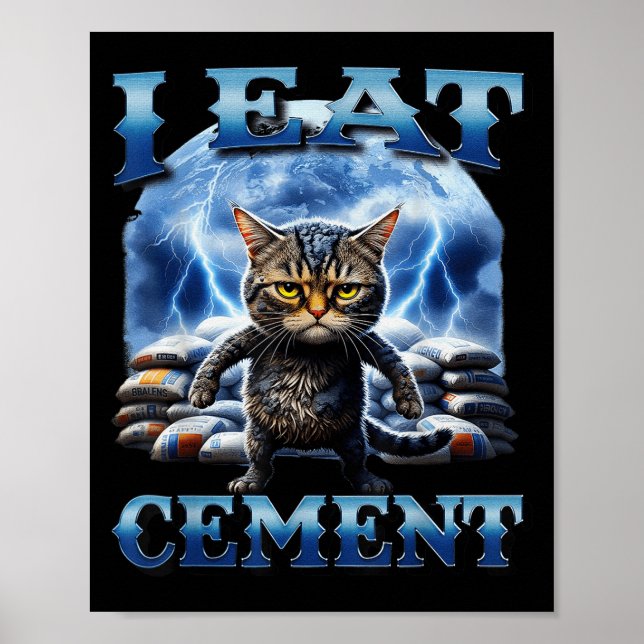 I Ät Cement Cursed Cat Funny Odely Specific Memor Poster (Framsidan)