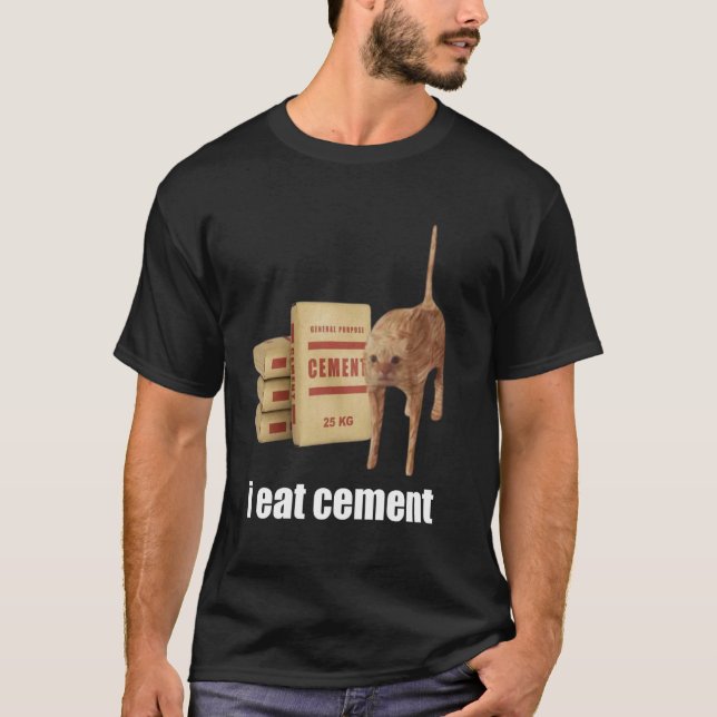 I Ät Cement Curted Cat Funny Odely Specific Konsti T Shirt (Framsida)