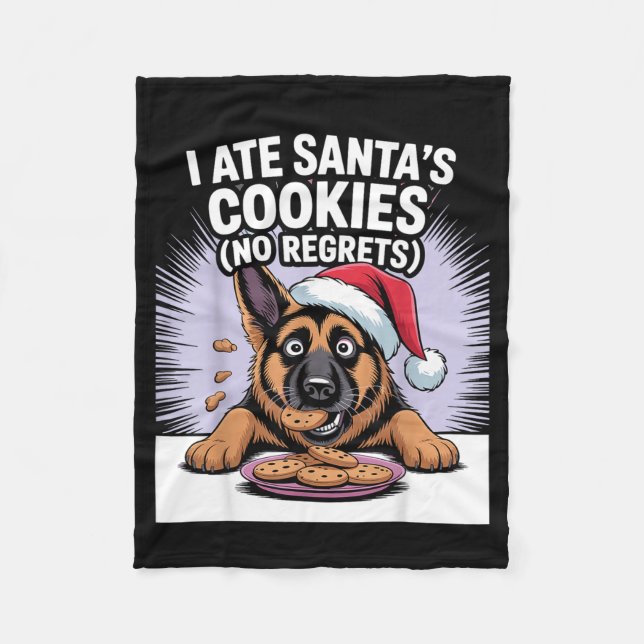 I Ate Santas Cookies Puppy Funny Christmas German  Fleecefilt (Framsidan)