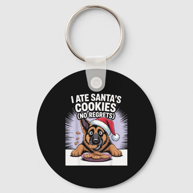 I Ate Santas Cookies Puppy Funny Christmas German  Nyckelring (Framsida)