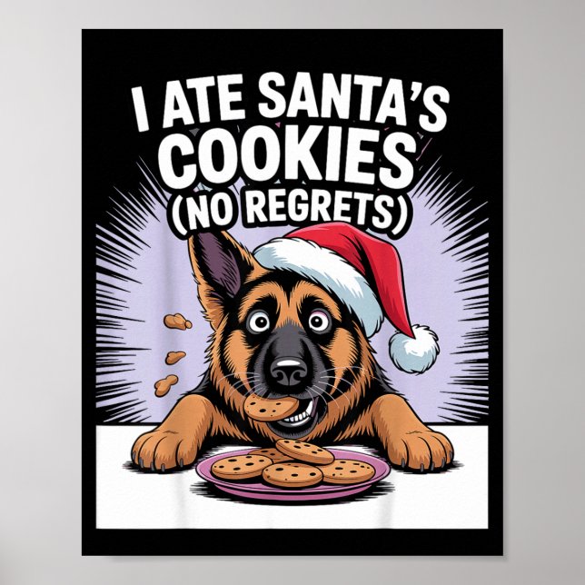 I Ate Santas Cookies Puppy Funny Christmas German  Poster (Framsidan)