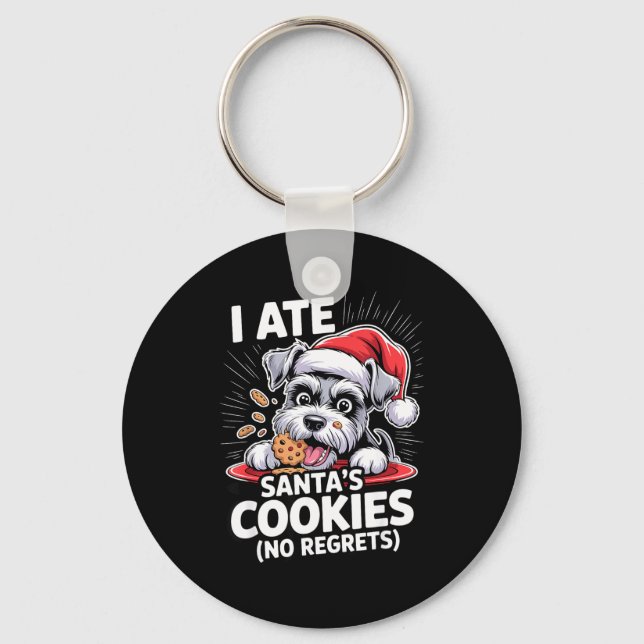 I Ate Santas Cookies Puppy Funny Christmas Mini Sc Nyckelring (Framsida)